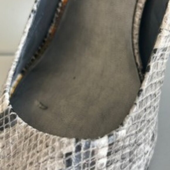 Franco Sarto Snake Print Peep Toe Platform Pumps Gray Stacked Heel Size 10M - Picture 9 of 16